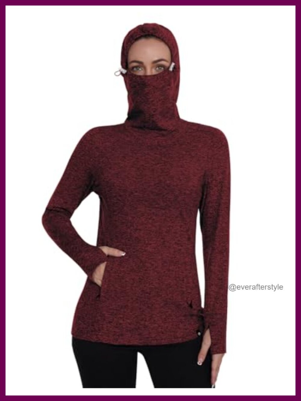 Fleece Lined Thermal Running Pullover Neck Gaiter Thumbholes
